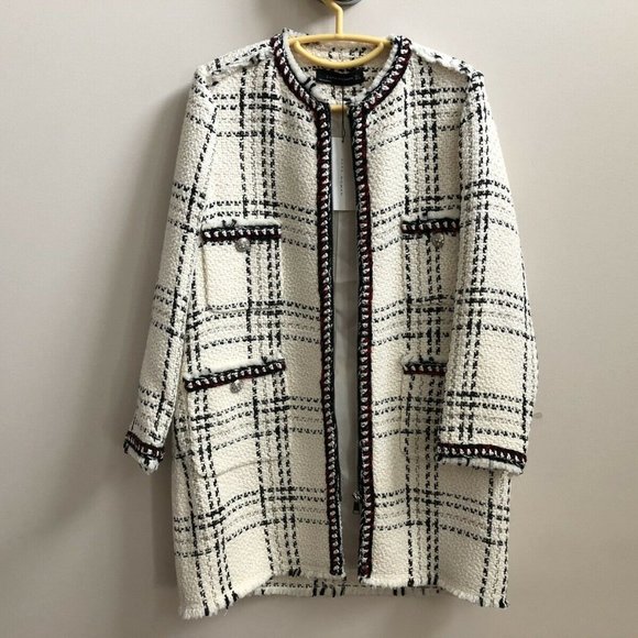 ZARA TWEED PLAID CHECK JACKET COAT 7834/644 - Picture 8 of 12